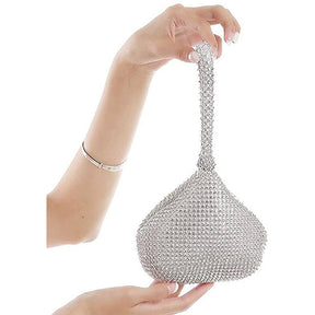 Womens Triangle Bling Glitter Purse Party Prom Clutch-Silver