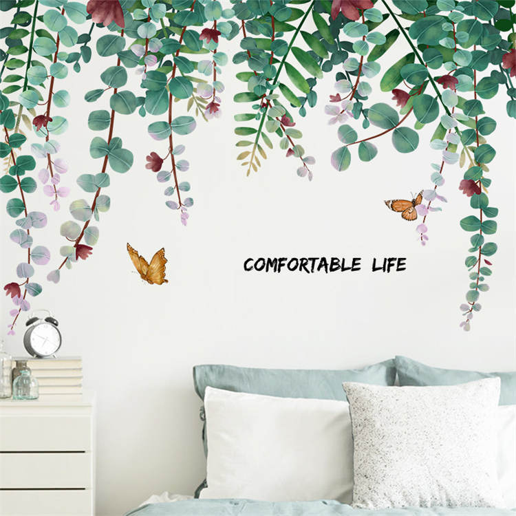 Removable DIY 3D Green Hanging Leaves Vines Home Wall Decoration Sticker