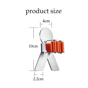 2 Pcs Broom Holder Wall Mounted Stainless Steel Adhesive Hook for Home