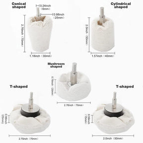 5 Pack Buffing Pads Wheel Polisher Kit with Hex Shafts for Dremel Tools