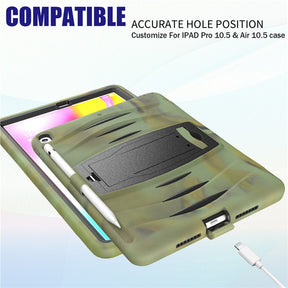 Shock Wave Kickstand Case Anti-Fall Protection With Pencil Holder For 10.5inch iPad Air3/iPad Pro10.5-Camouflage