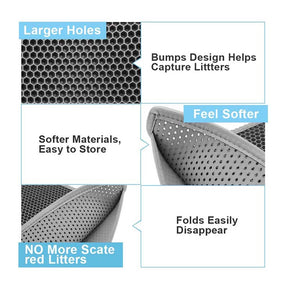 Cat Litter Mat Honeycomb Double-Layer Waterproof Design Easy to Clean-Gray