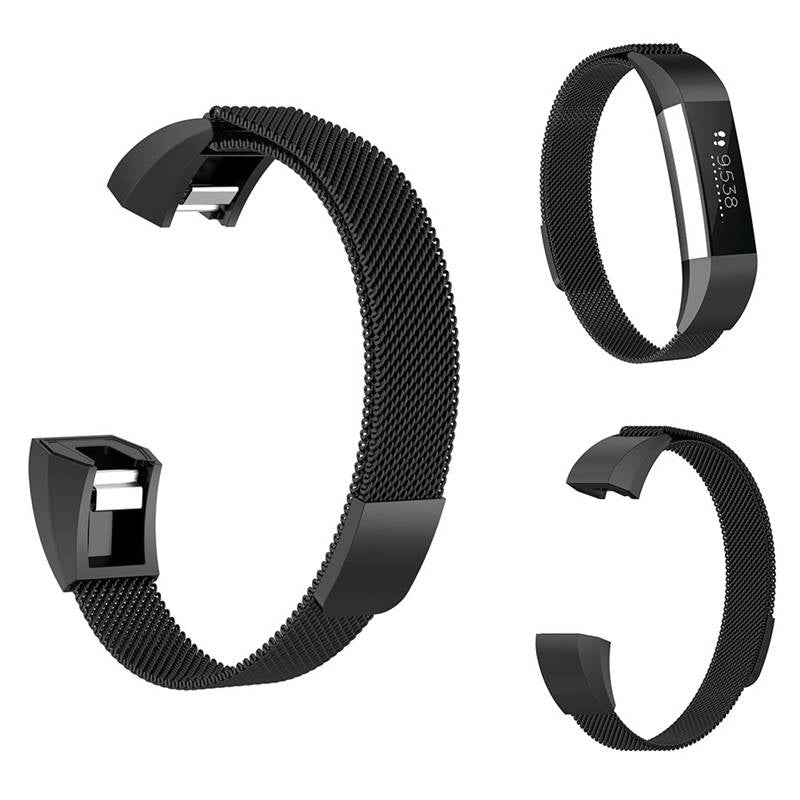 Magnetic Milanese Stainless Steel Strap  For Fitbit Alta/Alta HR Fashion Accessorie-Black