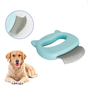 Pet Hair Removal Massaging Shell Comb Soft Deshedding Brush for Long and Short Hair Puppy Bunny-Green