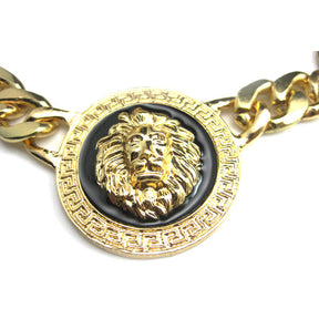 Gold Lion Heads Necklace Hip Hop Statement Chunky Chain