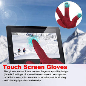 3 Pairs Women Winter Gloves Warm Touchscreen Windproof Gloves-BlackGrayWine Red