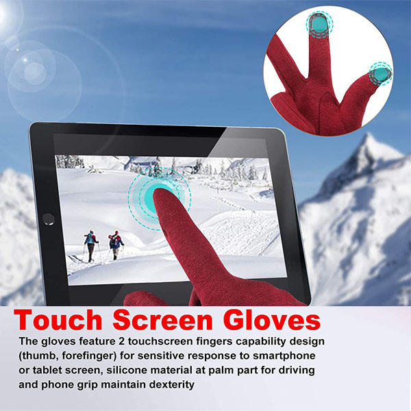 3 Pairs Women Winter Gloves Warm Touchscreen Windproof Gloves-BlackGrayWine Red