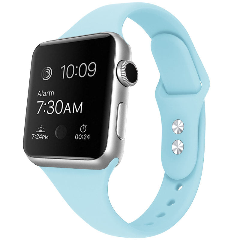 Slim Soft Silicone Replacement Watch Band Loop for iWatch Series SE 6 5 4 3 2 1-LightBlue