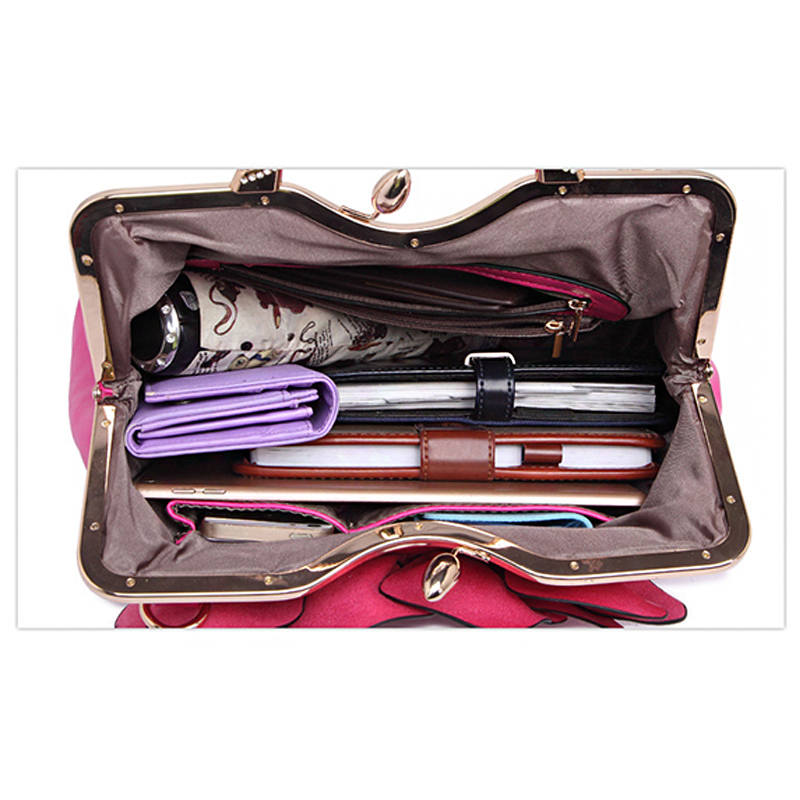 Womens Rose Flower Evening Clutches Formal Party Totes Shoulder Bag-Red