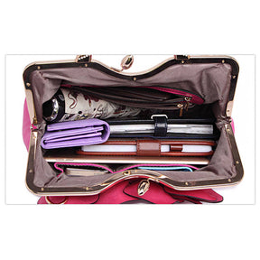 Womens Rose Flower Evening Clutches Formal Party Totes Shoulder Bag-LightPurple