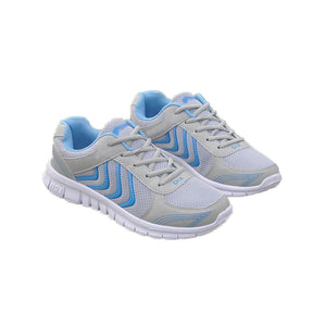 Womens Athletic Mesh Breathable Sneakers Lace Up Comfort Shoes-Grey