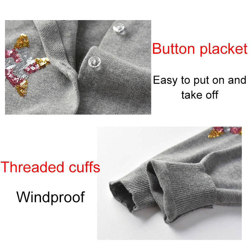 Toddler Girls Cardigan Sweater Knit Ruffles Crew Neck Outwear Coat-Grey