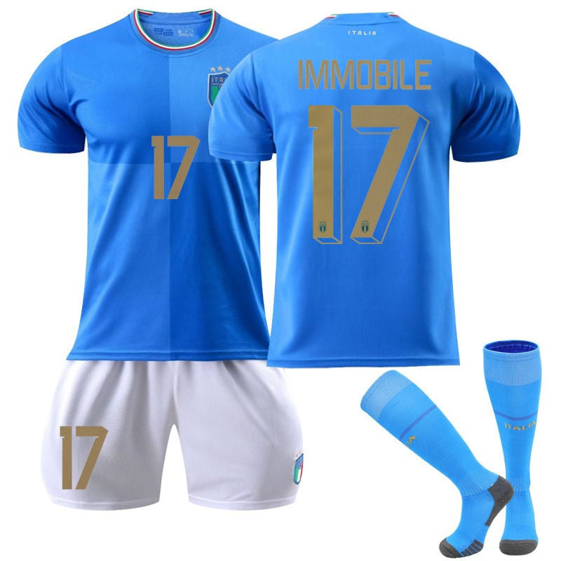 IMMOBILE #17 Italy Home Jersey 2022/23 Soccer Jersey Kit Football T-shirt Set For Adult Kids