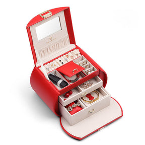 Princess Style Jewelry Box Multi-layer Large Capacity Fabulous Girls Gift-Pomegranate Red