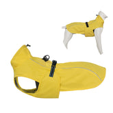 Dog Raincoat Adjustable Pet WaterProof Clothes Lightweight with Strip Reflective-Yellow