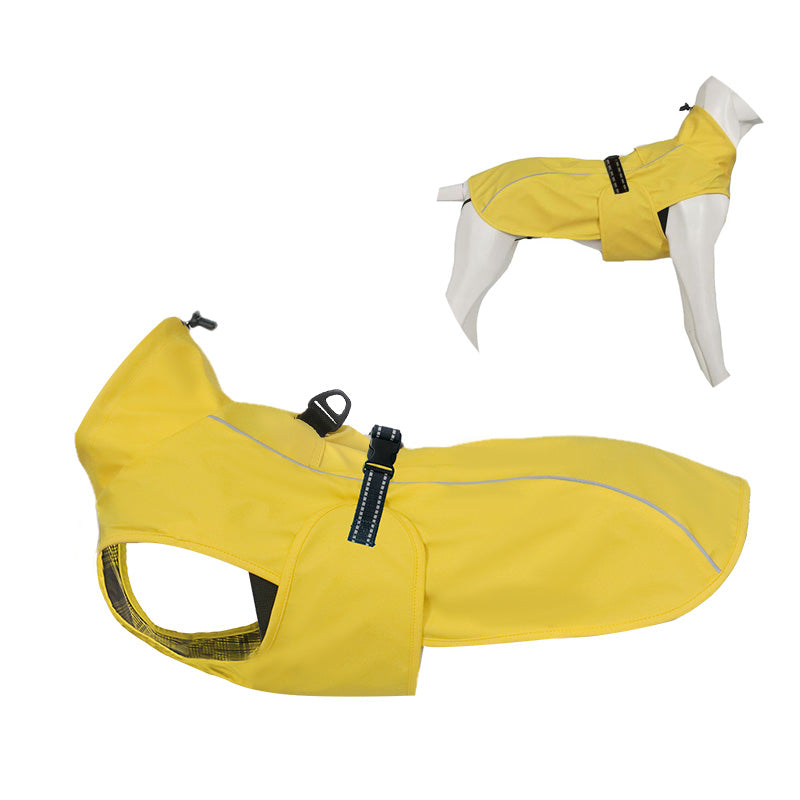 Dog Raincoat Adjustable Pet WaterProof Clothes Lightweight with Strip Reflective-Yellow