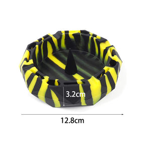 Geometric Silicone Ashtray Eco-Friendly Portable Unbreakable Tabletop Tray for Cigarettes Cigar -Black+Yellow