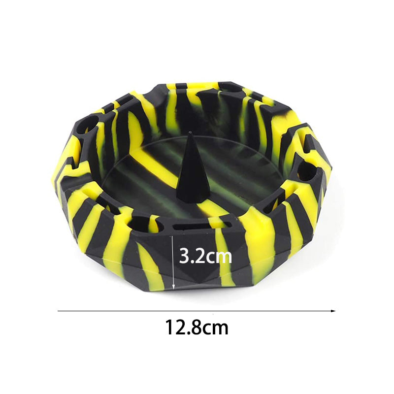 Geometric Silicone Ashtray Eco-Friendly Portable Unbreakable Tabletop Tray for Cigarettes Cigar -Black+Yellow