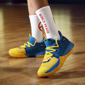 Boys Basketball Shoes Non-Slip Girls Sneakers Durable Kids Running Shoes-YellowBlue