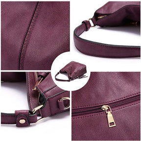 Handbags for Women Large Designer Ladies Hobo bag Bucket Purse Faux Leather-Purple