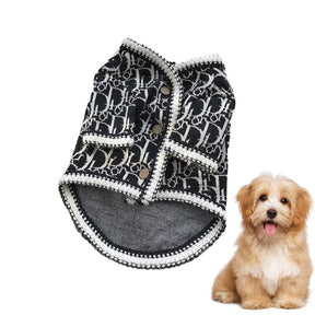 Pet Knitted Sweater Button Closure Elegant Winter Coat for Small Dog