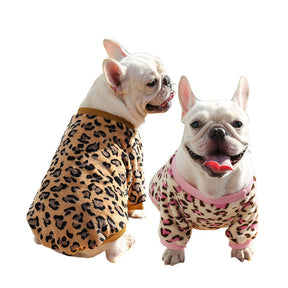 2 Pack Flannel Thermal Dog Pajamas Leopard Soft for Small Medium Dogs-Set1