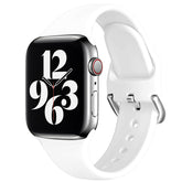 Silicone Sport Replacement Strap with Classic Clasp for iWatch Series SE 6 5 4 3 2 1-White