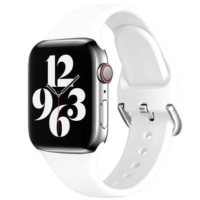 Silicone Sport Replacement Strap with Classic Clasp for iWatch Series SE 6 5 4 3 2 1-White
