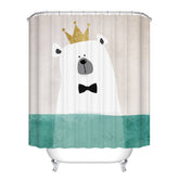 Cartoon Kids Shower Curtain with Hooks Washable 180 X 180CM-CrownBear