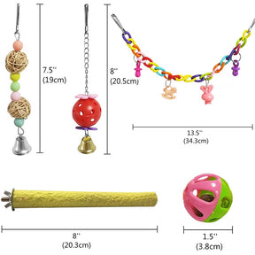 13 Pcs Bird Swing Toy Parrot Chew Hanging Perches with Bells