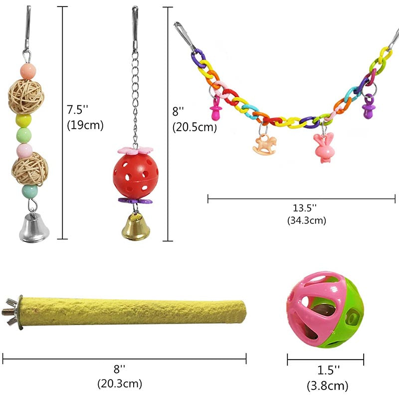 13 Pcs Bird Swing Toy Parrot Chew Hanging Perches with Bells