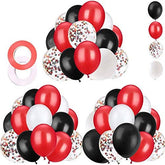 62 pieces 12 Inches Black Red Confetti Balloons Kit  for Baby Shower Birthday Graduation Party Decorations