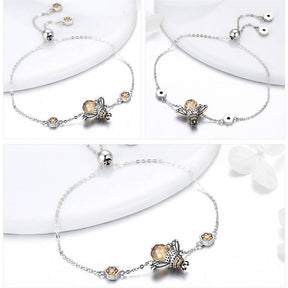 Queen Bee Dangle Earrings + Crystal Bee Bracelet for Women Teen Girls