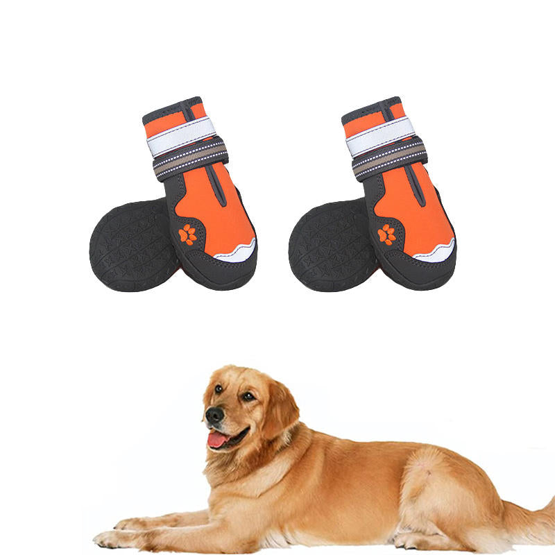 Dog Shoes Paw Protector Anti-Slip Sole Outdoor Printed Dog Boots-Orange