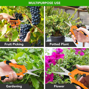 165mm Gardening Pruning Shears Hand Scissors with Straight Stainless Steel Blades for Trimming Herbs Flowers Plants -Orange