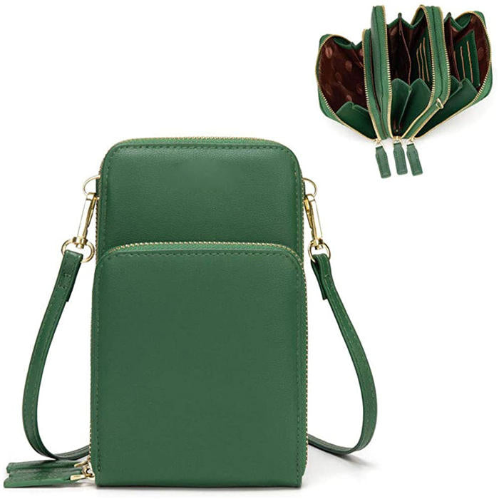 Crossbody Phone Bag for Women Small Shoulder Bag Cell Phone Wallet Purses and Handbags with 14 Credit Card Slots-Darkgreen