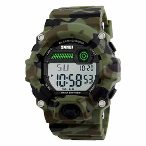 Kids LED Sports Watch Waterproof Digital Electronic Military Watches-CamouflageGreen