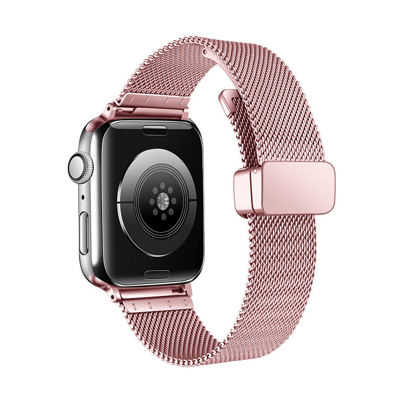 Fashion Magnetic Band Mesh Loop Metal Adjustable for Apple Watch-Pink