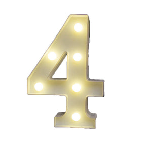 Decorative Led Light Up Number Letters White Plastic Marquee Number Lights Sign Party Wedding Decor Battery Operated (4)