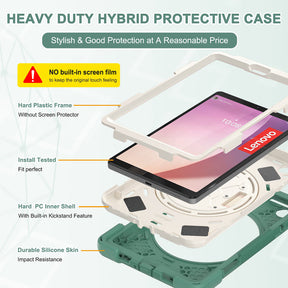 Tablet Case Heavy Duty with Swivel Stand for Lenovo Tab M8 4th Gen-Green