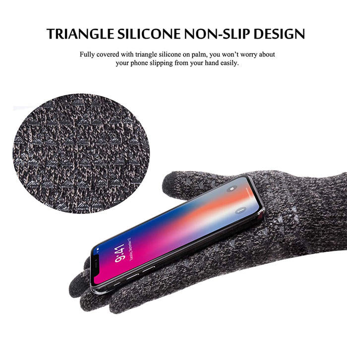 WIWU Winter Woman Gloves Upgraded Touch Screen Anti-Slip Silicone Gel Elastic Cuff Thermal-Brown+Coffee White-DZ32