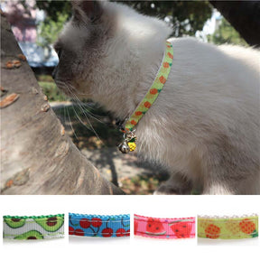 5 Pieces Breakaway Cat Collars with Bell Colorful Summer Fruit Style Adjustable Pet Collar