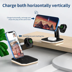 3-in-1 Magnetic Wireless 25W Fast Charger Watch Headset Desktop Phone Stand-Black