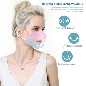 50Pcs Gradient  Face Mask 3-Ply Protection Safty Masks For Adults-Pink Blue