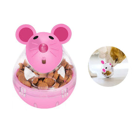 Small Cat Slow Feeder Cat Food Ball Mice Tumbler Shaped Pet Treat Ball-Pink