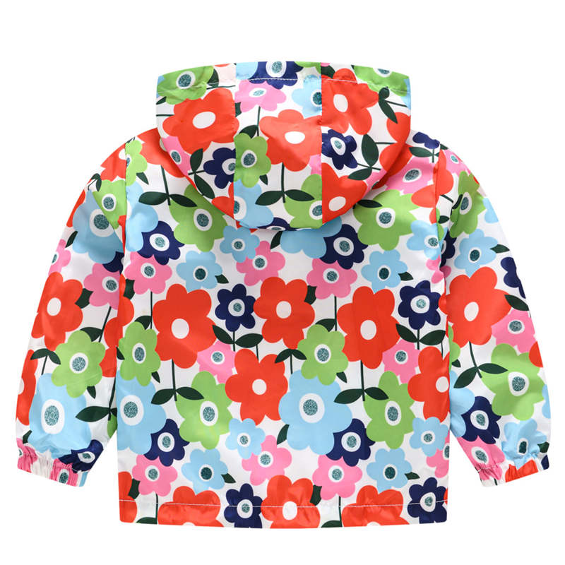 Toddler Boys Girls Cartoon Print Zip Jacket Hooded Trench Kids Casual Coats-32