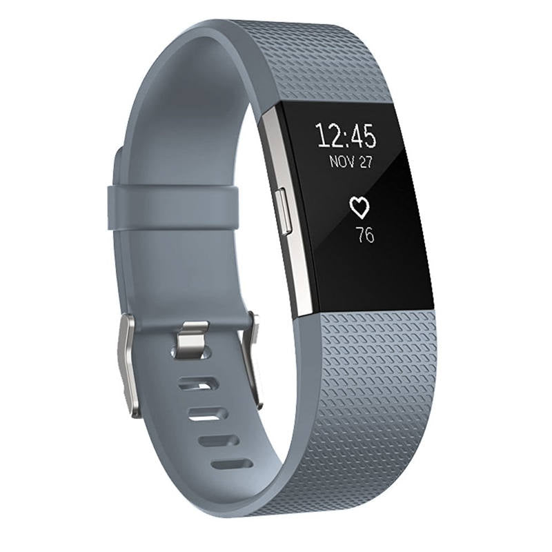 Replacement Strap For Fitbit Charge 2 Silicone Adjustable Sports Wristband-Gray