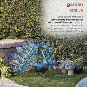 Garden Metal Peacock Statue Beautiful Texture Robust Anti Rust Suitable for Lawn Patio