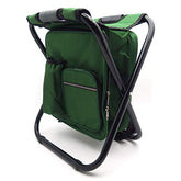 Backpack Cooler Chair Folding Camping Stool for Travel Fishing-Army Green