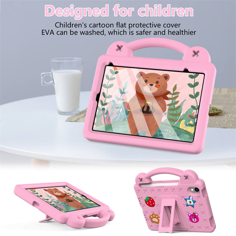 Strawberry iPad Mini 6 Case 8.3 Inch Shockproof Cover with Handle Band Shoulder Strap-Pink